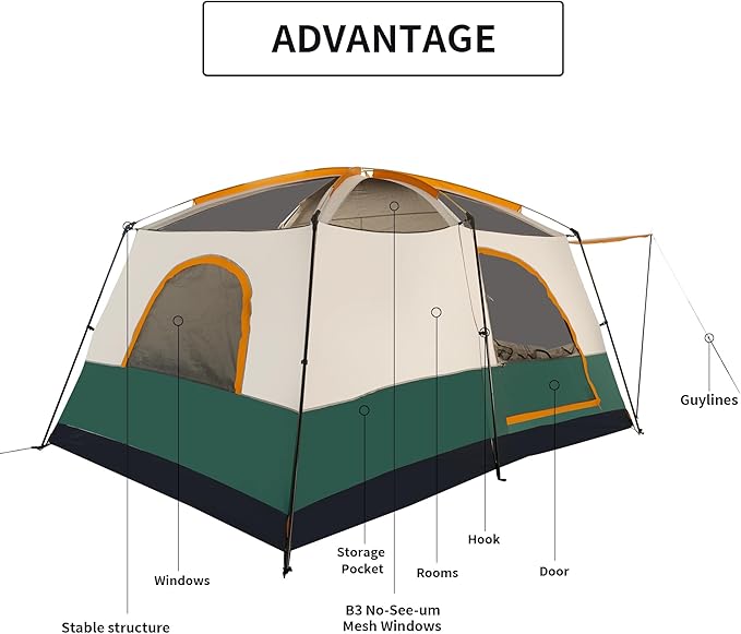 Camping Tent Easy Setup 1-2-8-10 Person Waterproof and Portable Tent for Camping Hiking Outdoor