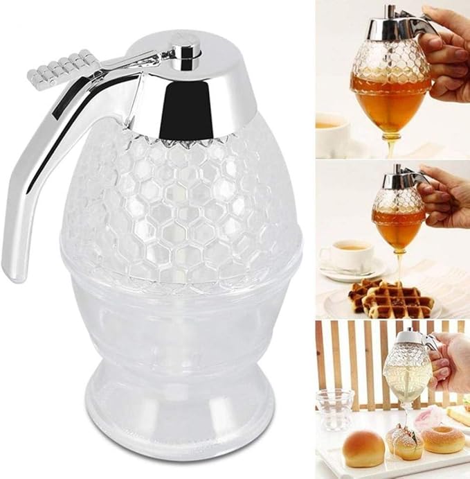 Squeeze Bottle Honey Jar Container Bee Drip Dispenser Kettle Storage Pot Stand Holder Juice Syrup Cup Kitchen Accessories