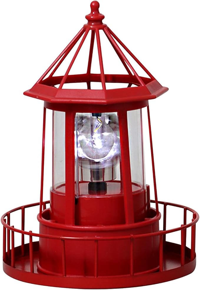 Solar Lighthouse Lamp 360 Degree Rotating Lighthouse Light Waterproof LED Solar Garden Landscape Lights for Lawn Patio Pond Yard Outdoor Decor