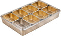 8-Compartment Stainless Steel Yakumi Pan 20.29 Oz / 600 Ml Each Section with Clear Lid and Spoon Commercial Condiment Containers for Tea Ice Jelly Shops