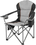 NEWBULIG Oversized Folding Camping Chair for Adults Portable Outdoor Collapsible Chairs 500 LBS Heavy Duty Support with Cup Holders Side Cooler &amp Pockets for Lawn Beach Fishing Hiking Bla
