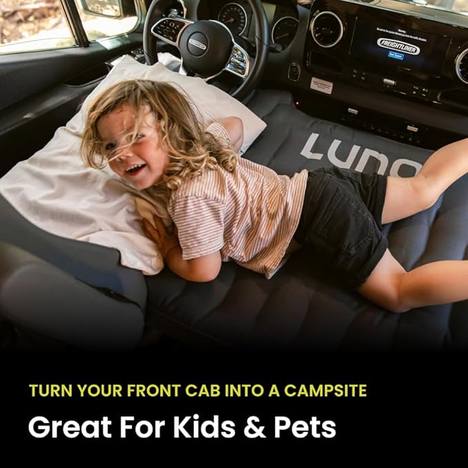 Luno Van Front Cab AIR Mattress - Inflatable Sleeping Van Bed for Travelers &amp Campers - Front Seat Air Mattress Fits Ford Transit Mercedes Sprinter RAM Promaster Winnebago Solis &amp Other Van