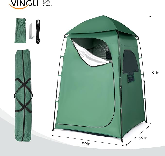 VINGLI 6.8FT Shower Tent Large Instant Pop Up Shelter with Mesh Floor &amp Carrying Bag Privacy Changing Room Tent for Toilet Camping Dressing Lightweight &amp Sturdy Easy Set Up