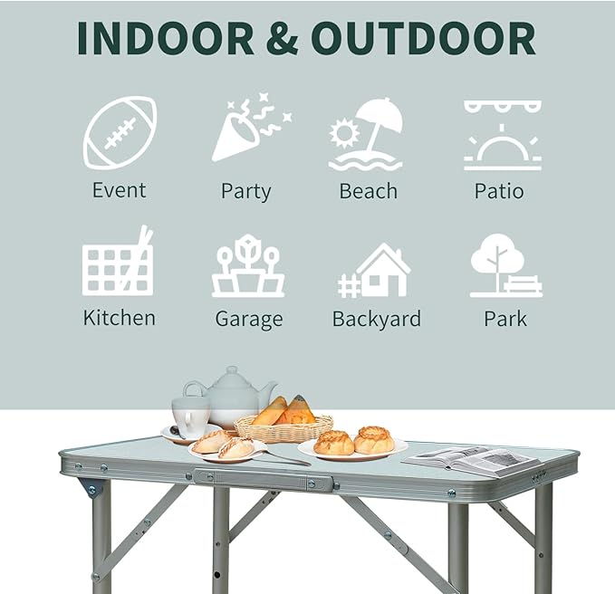 23 Portable Adjustable Folding Camping Table for Outdoor &amp Indoor Use