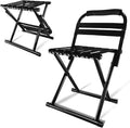Folding Camp Chair for Camping Stool 24 Inch Oversized Foot Rest 500 Lbs Portable Folding Camp Chair for Adults(Black)