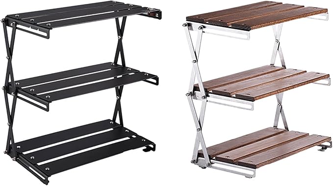 Folding Metal Aluminum Alloy Storage Rack Folding Shelf Storage Display Rack Desktop Storage Rack Camping Storage Rack