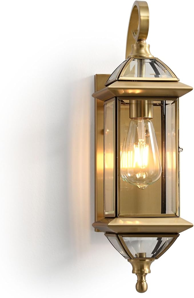 Copper Brass Outdoor Wall Lights 18.5Inch Waterproof Lantern Exterior Light Fixtures Outdise Wall Mounted Porch Light Garage Wall Sconce Patio Lamps E26 Socket