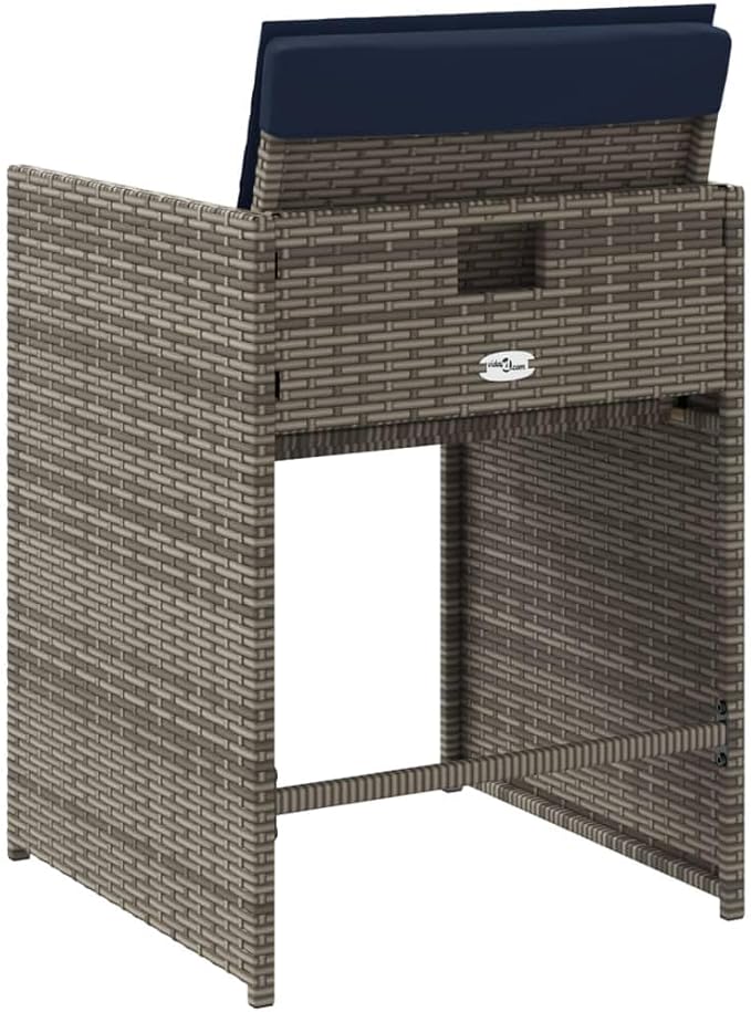Patio Chairs with Cushions 4 pcs Gray Poly Rattan Outdoor Furniture Comfortable Seating Durable Garden Chairs with Removable Cushions for Patio Garden Lawn and Backyard