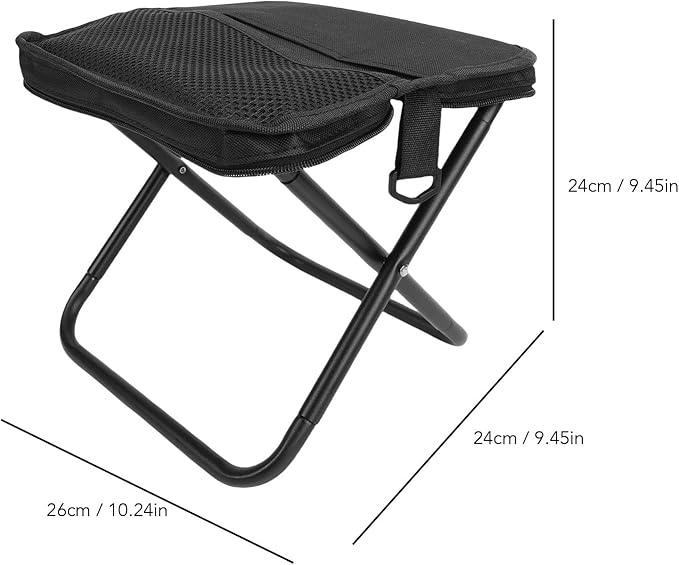 Brrnoo Portable Folding Stool Bag Stool with Shoulder Strap with Shoulder Strap Compact Lightweight Travel Camping Stool for Outdoor Enthusiasts Hiking Fishing Picnics Black Small Size