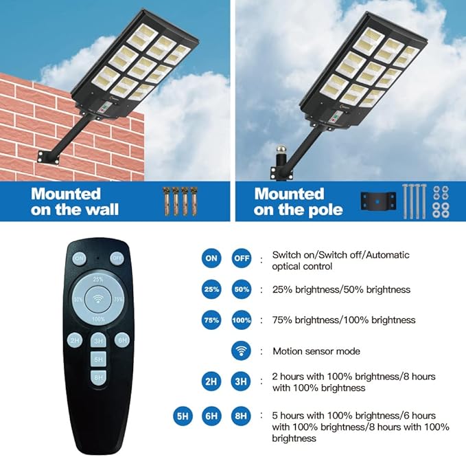 4200W Solar Street Lights Outdoor Motion Sensor Dusk to Dawn Solar Flood Lights Super Bright 7000K Security Lights IP66 Waterproof Solar Powered for Parking Lot Street Yard(2 Pack)