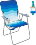 #WEJOY Folding Beach Chair for Adults Lightweight Beach Chair with Shoulder Straps High Back Camping Chairs with Hard Armrest Supports 300lbs for Outdoor Lawn Concert
