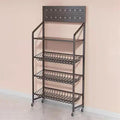 Supermarket Snacks Shelf with 15 Hooks &amp Wheels Large-Capacity Commercial Concession Stand for Drinks/Can/Toys/Candy Display Easy to AssembleBlack-4-Layer 60x27x142cm