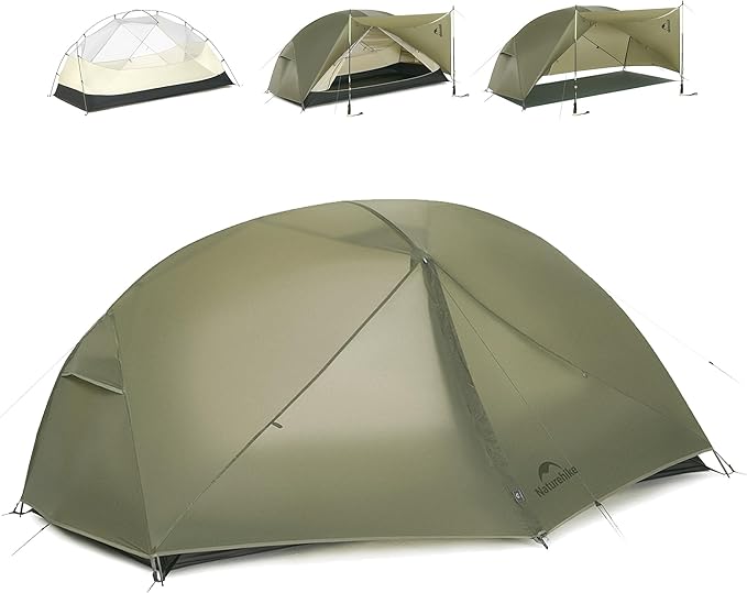 Naturehike 2025 Mongar Pro/Base Camping Tent 1-3 Person Ultralight Backpacking Tent 20D Nylon 3 Season Waterproof Mongar 2 Person Hiking Tent for Backpacker Trip Solo Camping
