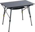 PORTAL Outdoor Folding Portable Picnic Camping Table with Adjustable Height Aluminum Roll Up Table Top Mesh Layer Dark Gray