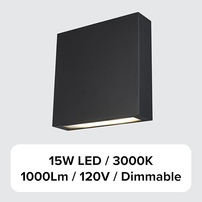 TRANS GLOBE LED-51580 BK I Celestia Collection 8 Inch LED 3000K Outdoor Wall Mount - Black Finish with Frosted Glass I Modern Contemporary Fixture I