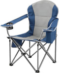 NEWBULIG Oversized Folding Camping Chair for Adults Portable Outdoor Collapsible Chairs 500 LBS Heavy Duty Support with Cup Holders Side Cooler &amp Pockets for Lawn Beach Fishing Hiking Blu