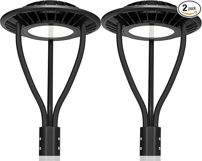 2 Pack LED Post Top Light ETL DLC Listed 150W 120W 90W Adjustable Outdoor Pole Lights with Photocell IP65 Waterproof Post LED Fixture 5000K for Garden Yard Street Lighting