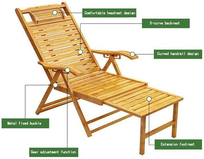 Summer Chair Dual Purpose Folding Bamboo Woven Folding Recliner Recliner Sun Office Chair Armchair Garden Chair Lounge Chair Sun Beach Chairs Send CushionBrown