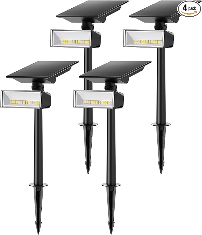 Consciot Halloween Solar Spot Lights Outdoor 360° Adjustable IP65 Waterproof Solar Lights for Garden Yard Doorway Lawn Cool White 4 Pack