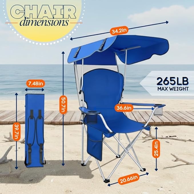 Amazing for less Folding Chair – Portable Outdoor Camping &amp Beach Chair (Blue (Shade) (1-Pack))
