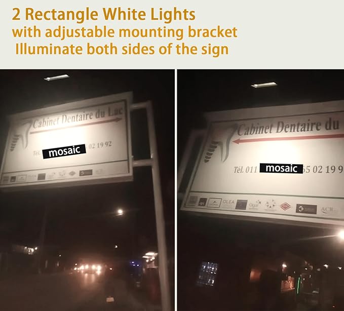 Solar Sign Lights Outdoor 120 LEDs Solar Billboard Light IP65 Waterproof 5200 mAh Up to 12 Hrs Commercial Solar Signboard Light for Real Estate Signs Business Shops Bus Stop Yard Sign