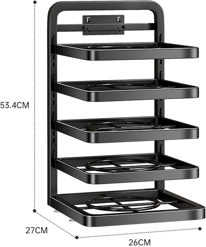 5 Tier Kitchen Counter Storage Shelf Detachable Height Adjustable Kitchen Organizer Space Saving Countertop Rack for Prepared Food Hotpot Dishes Sturdy Carbon Steel Shelf with E