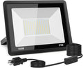 100W LED Flood Light Outdoor 10000LM Bright Plug-in Flood Lights with Switch IP66 Waterproof Exterior Security Lights LED Work Light for Garage Yard Garden Playground Stadium Arena