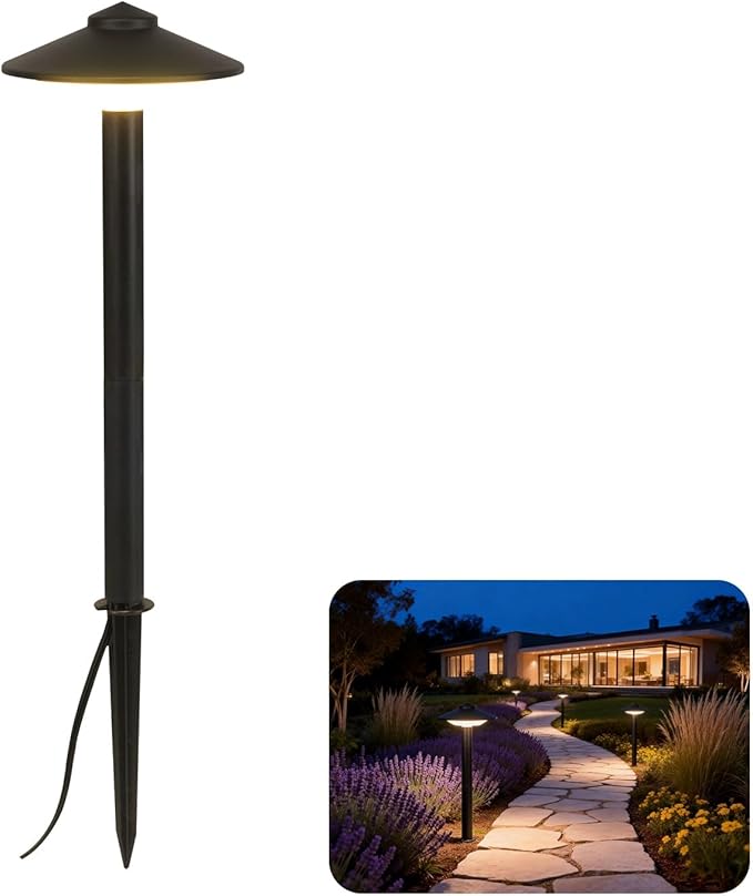 Low Voltage Pathway Lights 1 Pack - 2.7W LED Landscape Lighting Die-Cast Aluminum Outdoor Path Lights with Patent Connector 5.9x5.9x13.7inch Wet Location Safe