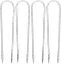 4pcs U-Shaped Steel Ground Nails Tent Stakes Galvanized Camping Canopy Pegs Heavy Duty Trampoline Fixing Anchors for Outdoor Shelter and Swing Set