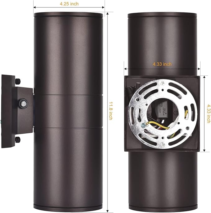Outdoor Wall Lights Dusk to Dawn Exterior Lighting Fixtures ETL Listed Cylinder Up Down Outdoor Porch LightModern Outdoor Sconce Lights for House Garage PatioBulbs Included