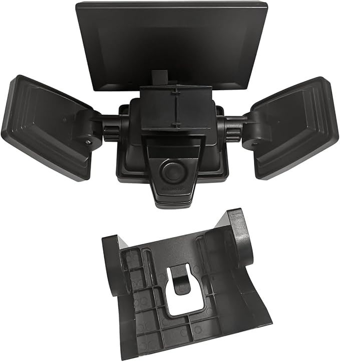 Insert Solar Lights AMS1971 1000 Lumens Motion-Activated Triple-Head Solar-Powered Security Light with Tool-Free Gutter Mount Bracket (Black)