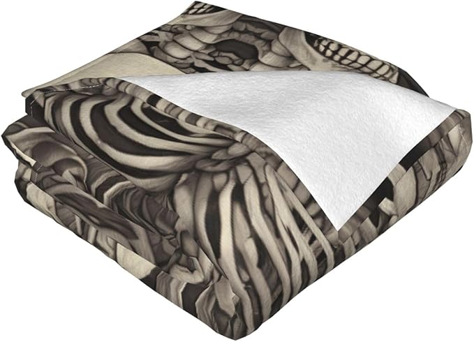 Skeleton Group 80x60 Printed Soft Fleece Blanket for Sofa Bed and Camping - Cozy Blanket for Travel Picnics Nighttime Use