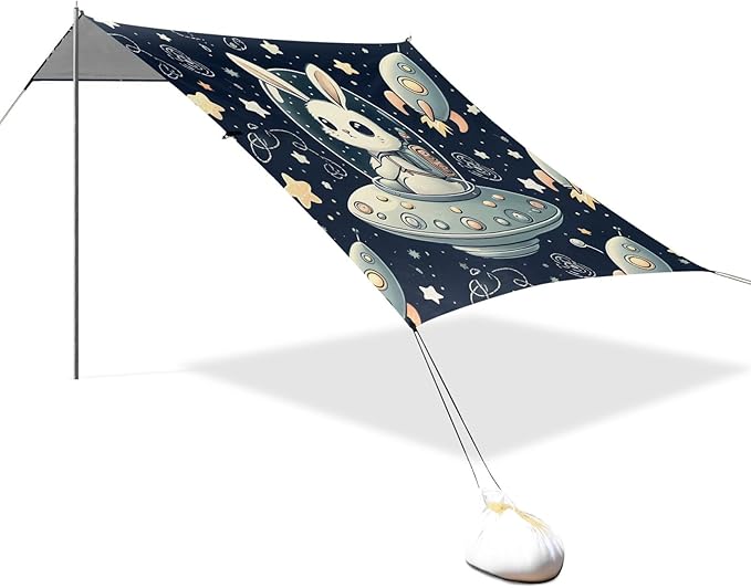 Space Rabbit Camping Sun Shelter Beach Tent Portable Beach Sun Shade Outdoor Canopy for Camping Trips Fishing Picnic