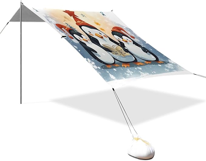 Christmas PenguinCamping Sun Shelters 9.2 x 10.5 FT Beach Canopy Tent Sun Shade with Carrying Bag for Camping Trips Fishing Backyard Fun or Picnics 21341473
