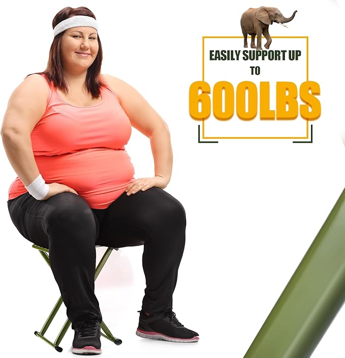 Menkxi 2 Pcs Folding Camping Stool Portable 17.8 Height Stool Lightweight Chair Foldable Camping Seat Hold up to 600 Lbs for Outdoor Walking Hiking Fishing Hunting Travel Gardening Green