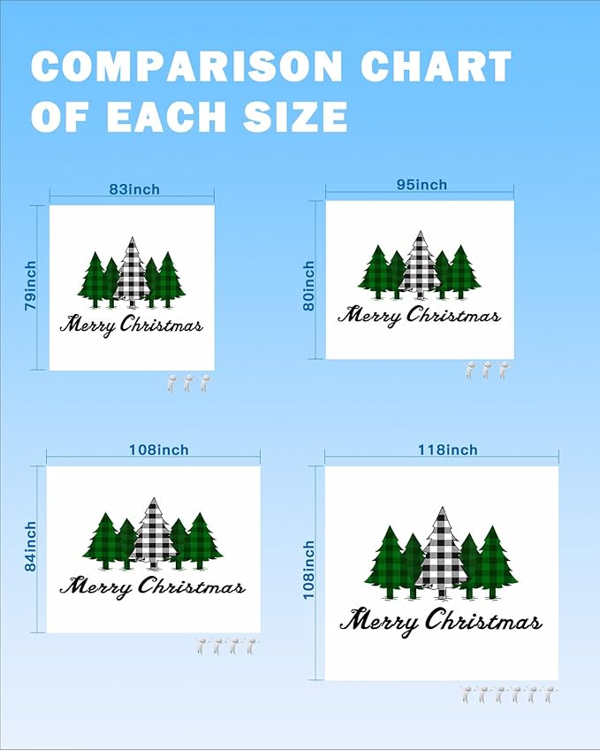 Beach Blanket Waterproof Sandproof OversizedMerry Christmas Buffalo Tree Plant Beach Mat with Corner Stakes Sand PocketsGreen Check Xmas Trees Outdoor Picnic Mat for Travel Camping Hiking 83x79In