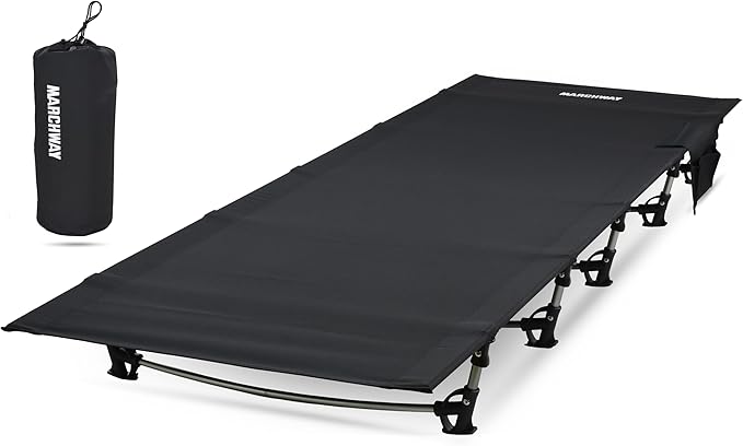MARCHWAY Ultralight Folding Tent Camping Cot Bed Portable Compact for Outdoor Travel Base Camp Hiking Mountaineering Lightweight Backpacking (Black)