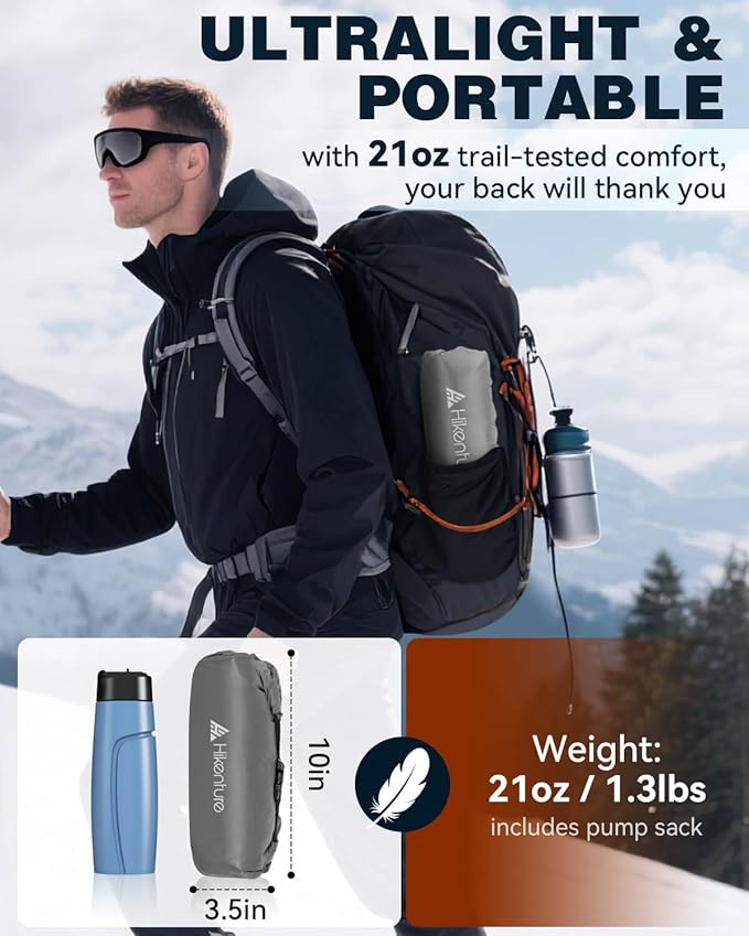 Hikenture Camping Sleeping Pad with 6.2 R-Value Ultralight Camping Mattress for All Season Compact &amp Insulated Sleeping Mat for BackpackingHikingOutdoor