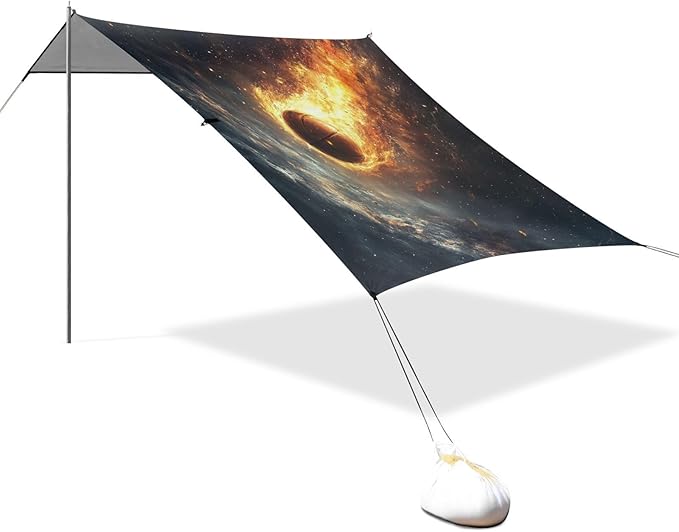 ALAZA Firing Basketball in Space Beach Tent Sun Shelter UPF50+ Protection Beach Shade Canopy w/ 4 Sandbags for Outdoor Camping Fishing Backyard Fun Picnic 10x9 ft