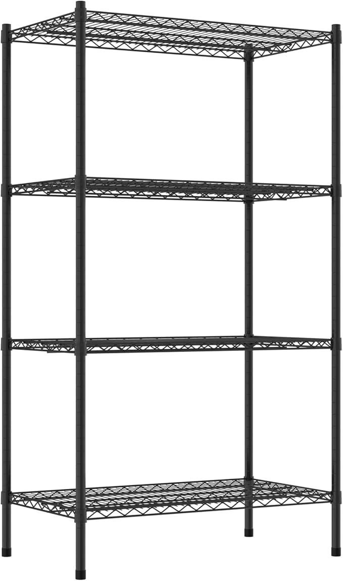 Commercial NSF Listed Black Epoxy Stationary Wire Shelving Kit 21 x 36 x 64 with 4 Shelves Perfect for Warehouse Walk-in Refrigerator Freezer Grocery Store Restaurant Dishroom
