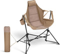 HIGH POINT SPORTS Hammock Camping Chair Adjustable Back Swinging Chair Folding Outdoor Rocking Chair Heavy Duty Portable Camp Chair with Cup Holder and High Back for Adults Beige