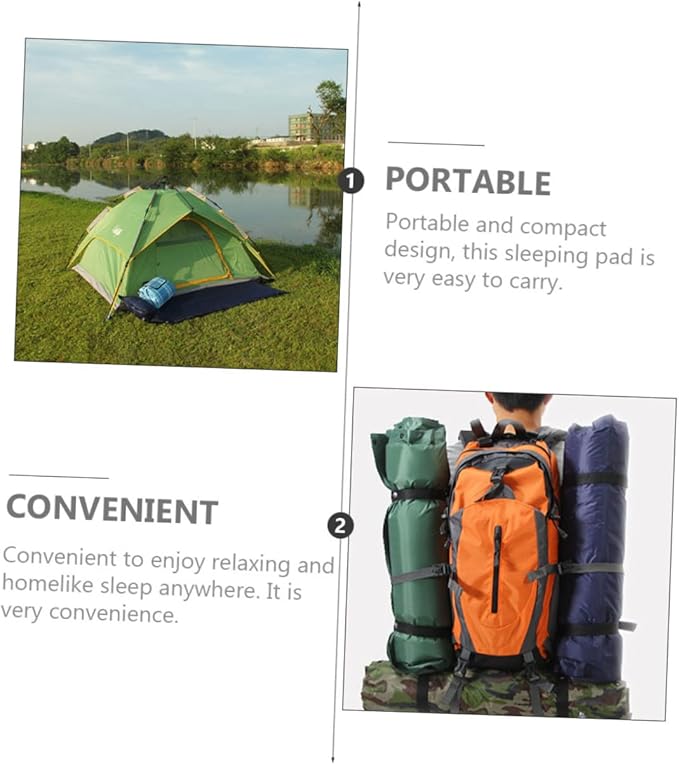 Happyyami Wear Resistant Portable Inflatable Sleeping Pad with Pillow Compact Camping Mat for Hiking Picnic Outdoor Use Lightweight Full Sleep Pad for Cold Ground Insulation