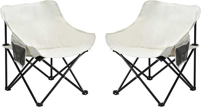 Lightweight Folding Camping Chairs with Carry Bag Portable Outdoor Chairs for Fishing Hiking Travel Picnic Backyard Cream White 2 Pack