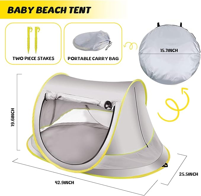 Baby Beach Tent Pop Up Waterproof UPF 50+ Beach Shelter Foldable Beach Accessories Breathable Portable Baby Garden Shade Outdoor Sunshade