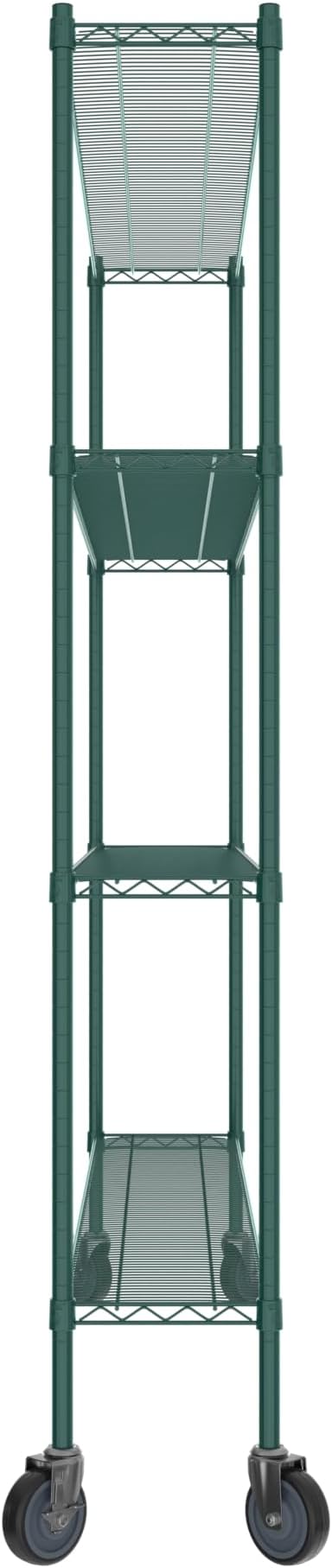 Commercial NSF Listed Green Epoxy Mobile Wire Shelving Kit 12 x 72 x 80 with 4 Shelves Perfect for Warehouse Walk-in Refrigerator Freezer Grocery Store Restaurant Dishroom