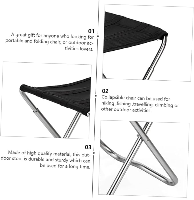 BESTOYARD Fishing Chair Portable Folding Camping Stool Easy Setup for Outdoor Hiking Beach BBQ Patio Garden Heavy Duty Bright for Night