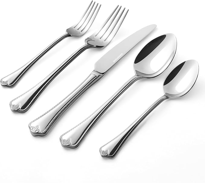 KINGSTONE Silverware Set 30-piece 18/10 Stainless Steel Flatware Set Cutlery Set for 6 for Kitchen Home Wedding Party Mirror Polished and Dishwasher Safe Featured Gifts