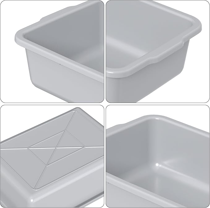 Obstnny 22 L Grey Plastic Utility Bus Tubs 6 Packs Commercial Dish Tubs Restaurant