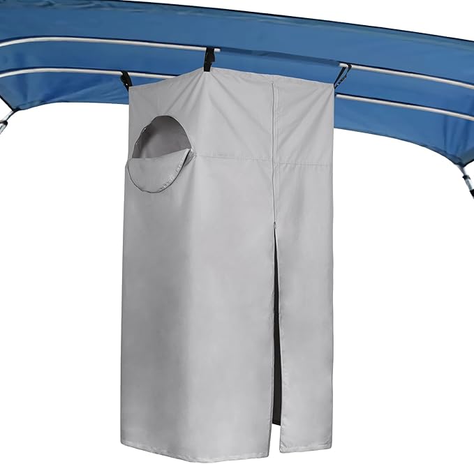 Tuszom 600D Privacy Tent for Boat Heavy Duty Hanging Changing Room for Bimini Top with Storage Bag Portable Privacy Station for Pontoons (27 W x 30 D x 72 -84 H) (Gray)