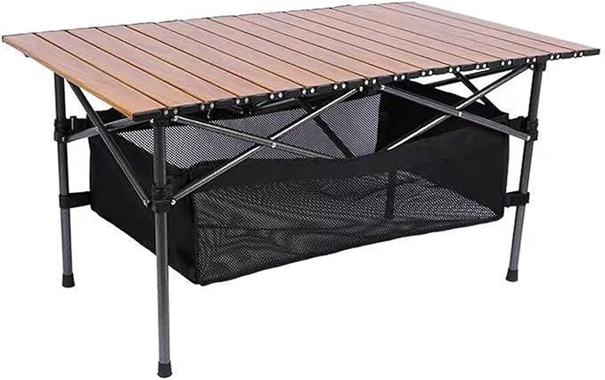 Portable Foldable Camping Table Lightweight Aluminium Alloy Rolling Design Ideal for Camping Picnics BBQs and Parties Available in 3 Sizes Log Colour 47.2X2.